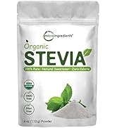 Pure Organic Stevia Powder, 4 Ounces, 706 Serving, Highest Grade Stevia Green Leaf Extract Reb-A,...