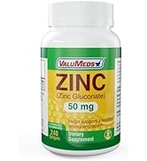 ValuMeds Zinc Gluconate 50mg Softgels Dietary Supplement for Women and Men (240 Softgels Bulk) No...