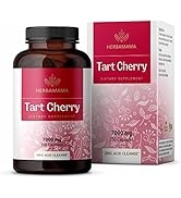 HERBAMAMA Tart Cherry Extract Capsules- 7000 mg, 250 Count - Daily Supplement Supporting Joint Pa...